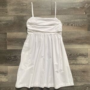A New Day Women's Ruched Mini Babydoll Dress with Pockets White Size XS